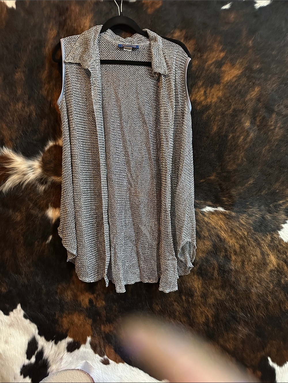 Open-Front Sleeveless Knit Tunic Vest - Gray